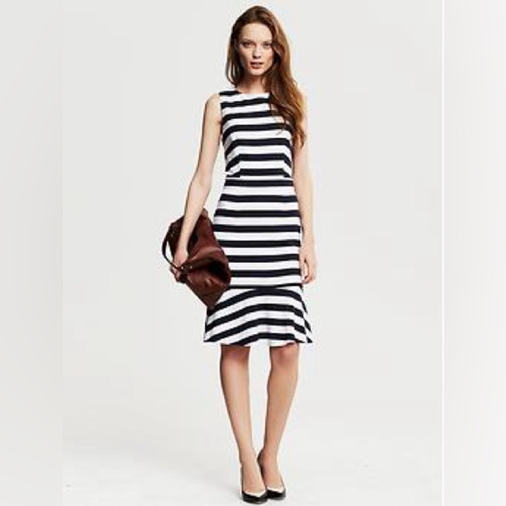 Banana Republic Striped Fit & Flare Dress Size 6 NWT